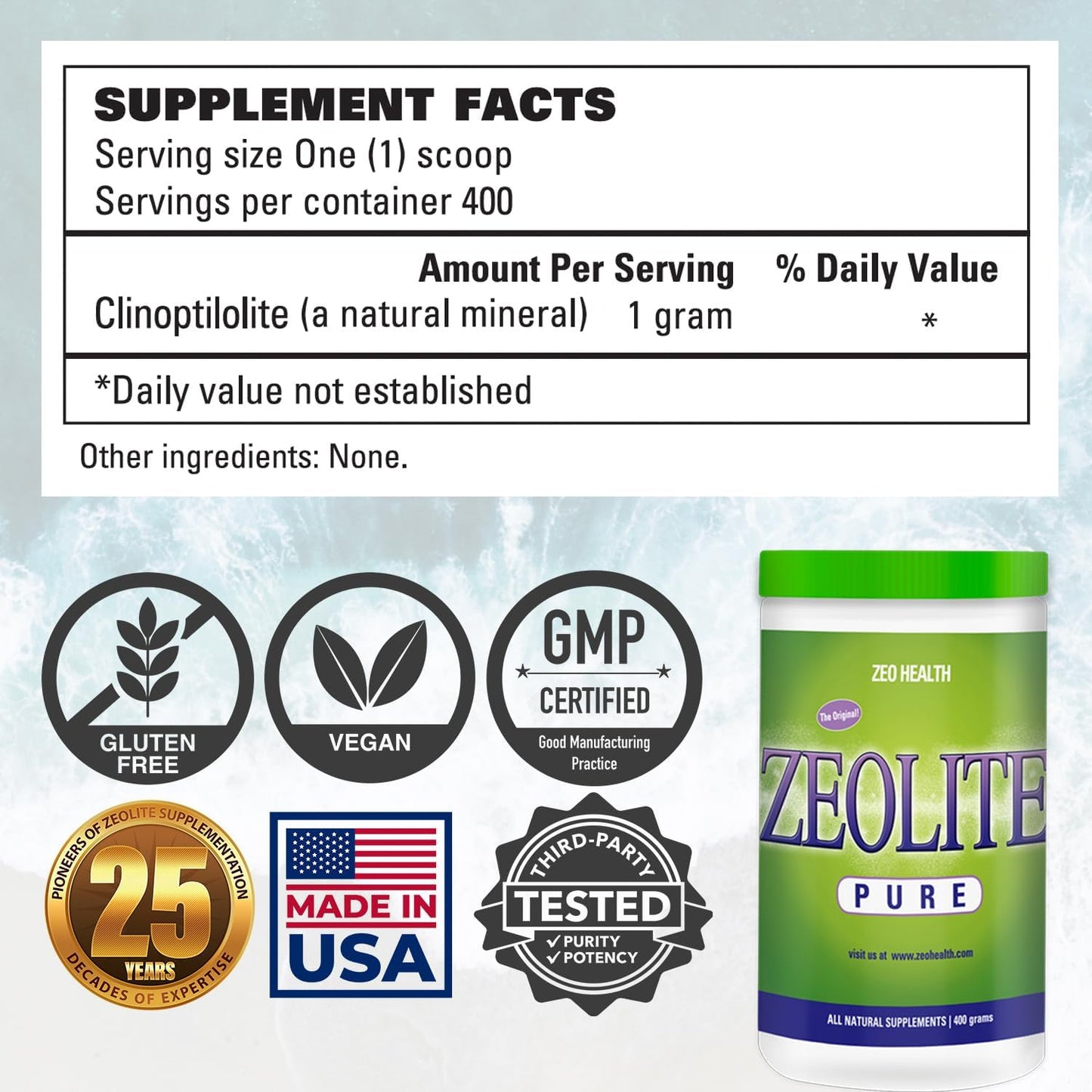 Zeolite Pure – 100% Natural Detox Mineral Clay (400g)