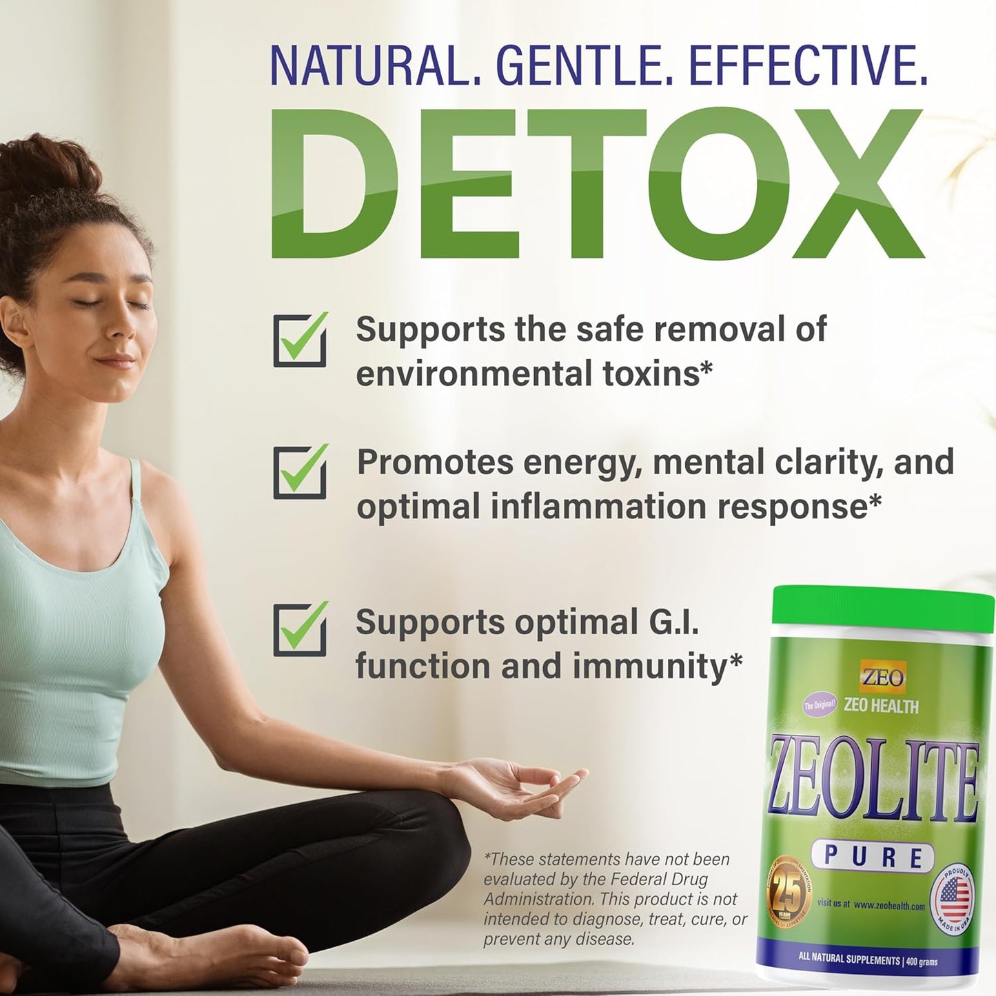 Zeolite Pure – 100% Natural Detox Mineral Clay (400g)
