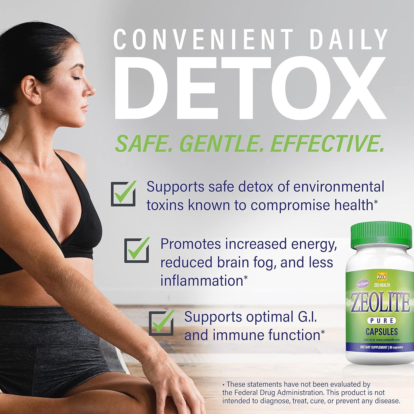 Zeolite Pure Capsules – 900mg Extra Strength Detox, 90 Count | Zeo Health