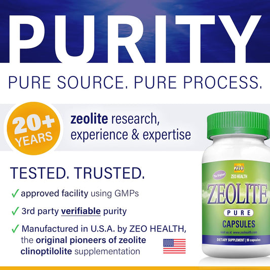 Zeolite Pure Capsules – 900mg Extra Strength Detox, 90 Count | Zeo Health